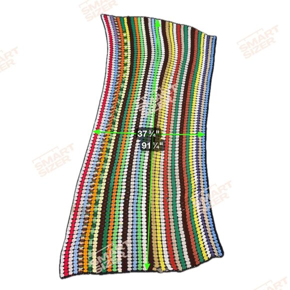 Vintage Handmade Striped Afghan Blanket Sofa Couch Throw Crochet Rainbow READ - Picture 6 of 6